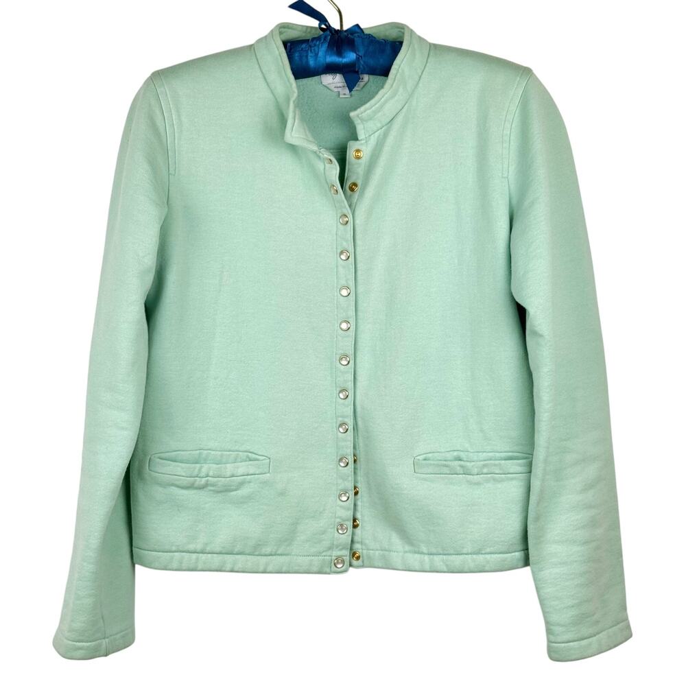 Agnès B Snap Cardigan size 2 Le Classique sea green 100% cotton
